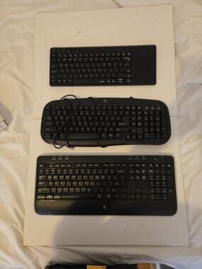 Lot of Three Computer Keyboards - Rapoo, Onn, Logitech